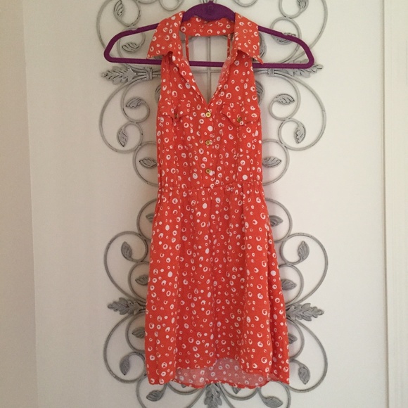 Mimi Chica Dresses & Skirts - Mimi Chica Medium Coral Polka Dot Dress